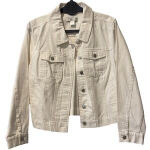 Christopher‎ and Banks Petite White Denim Jean Jacket Large